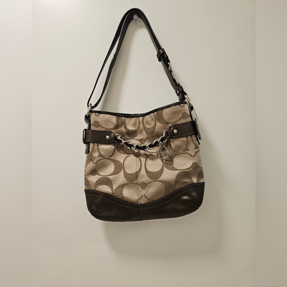 Coach Canvas Signature Chain Duffle Hangbag W/ Crossbody and Shoulder Bag - Picture 4 of 17